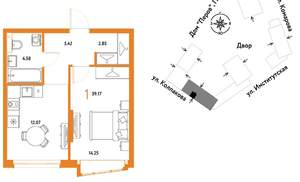 1-к квартира, вторичка, 39м2, 6/6 этаж