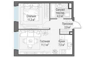 1-к квартира, строящийся дом, 38м2, 17/23 этаж