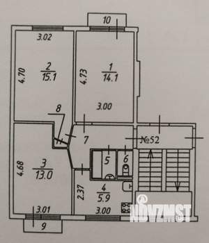 3-к квартира, вторичка, 54м2, 3/5 этаж