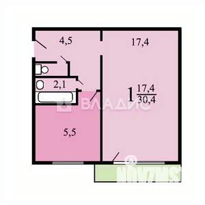 1-к квартира, вторичка, 32м2, 5/55 этаж