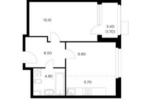 2-к квартира, строящийся дом, 44м2, 12/17 этаж