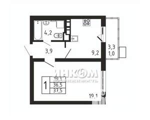 1-к квартира, вторичка, 38м2, 7/9 этаж