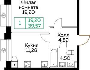 1-к квартира, вторичка, 40м2, 9/25 этаж