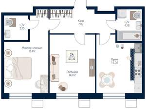 2-к квартира, вторичка, 57м2, 13/21 этаж