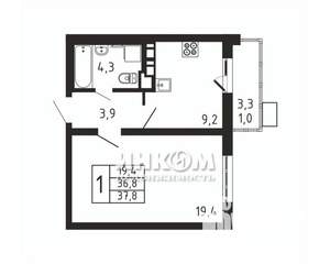 1-к квартира, вторичка, 38м2, 5/9 этаж