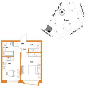 1-к квартира, вторичка, 38м2, 10/25 этаж