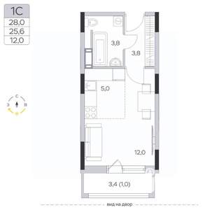 Студия квартира, строящийся дом, 26м2, 9/9 этаж