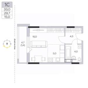 Студия квартира, вторичка, 30м2, 7/9 этаж