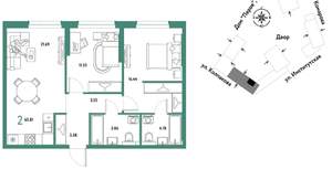 2-к квартира, вторичка, 66м2, 5/6 этаж