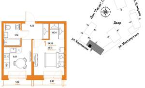 1-к квартира, вторичка, 35м2, 11/6 этаж