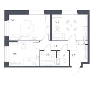 2-к квартира, вторичка, 52м2, 14/17 этаж