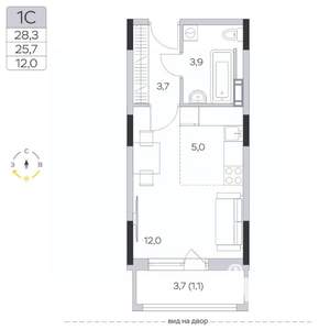 Студия квартира, вторичка, 26м2, 3/6 этаж