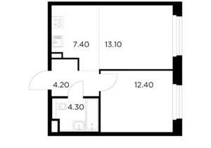 2-к квартира, строящийся дом, 41м2, 15/23 этаж