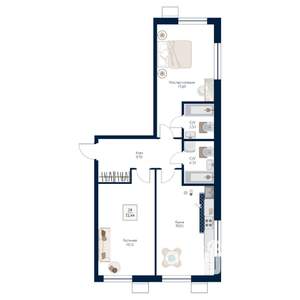 2-к квартира, строящийся дом, 72м2, 8/21 этаж