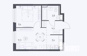 1-к квартира, сданный дом, 32м2, 17/17 этаж
