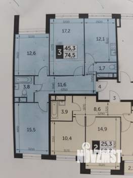 3-к квартира, вторичка, 75м2, 6/9 этаж