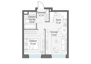 1-к квартира, строящийся дом, 40м2, 10/23 этаж