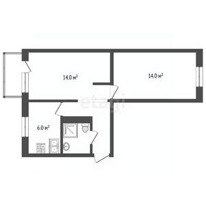 2-к квартира, вторичка, 42м2, 5/5 этаж