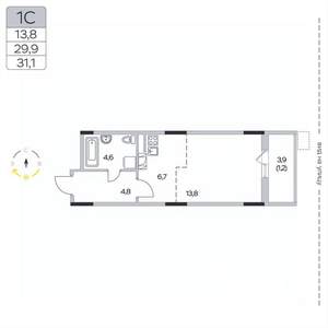Студия квартира, вторичка, 31м2, 7/9 этаж