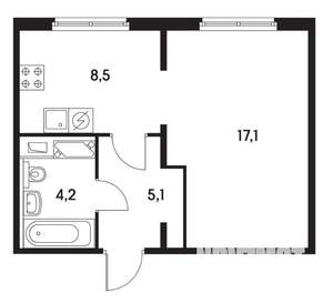 1-к квартира, сданный дом, 34м2, 19/21 этаж