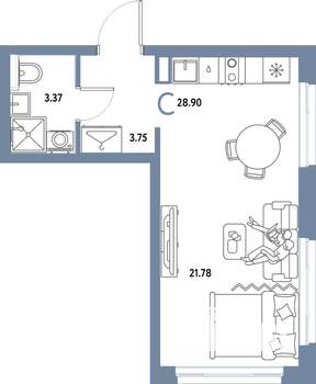 Студия квартира, вторичка, 29м2, 14/25 этаж
