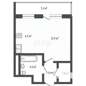 Студия квартира, вторичка, 27м2, 8/22 этаж