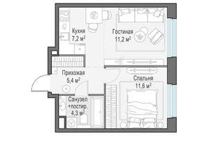 1-к квартира, строящийся дом, 40м2, 10/23 этаж