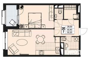 2-к квартира, строящийся дом, 50м2, 10/10 этаж