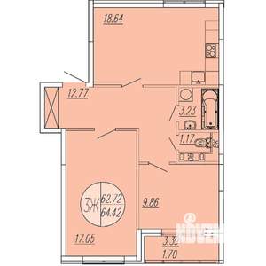 3-к квартира, вторичка, 64м2, 4/4 этаж