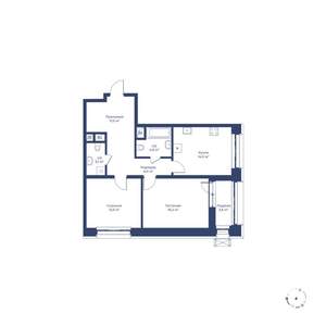 2-к квартира, строящийся дом, 70м2, 8/24 этаж