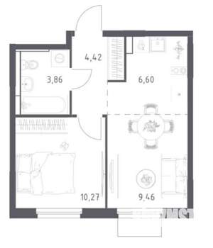 1-к квартира, вторичка, 35м2, 14/17 этаж
