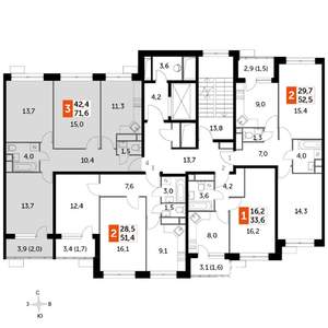 3-к квартира, строящийся дом, 72м2, 6/22 этаж