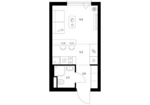 Студия квартира, вторичка, 20м2, 7/25 этаж