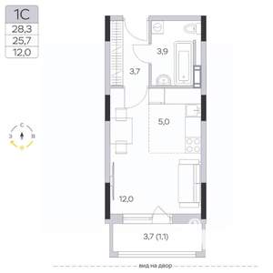 Студия квартира, строящийся дом, 26м2, 5/6 этаж