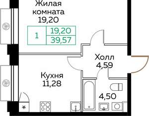 1-к квартира, вторичка, 40м2, 10/25 этаж