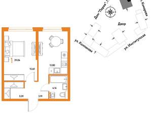 1-к квартира, вторичка, 40м2, 23/6 этаж