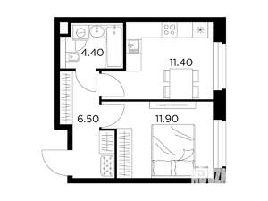 1-к квартира, строящийся дом, 34м2, 17/23 этаж