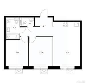 2-к квартира, вторичка, 57м2, 23/25 этаж