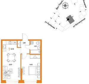 1-к квартира, вторичка, 43м2, 17/6 этаж