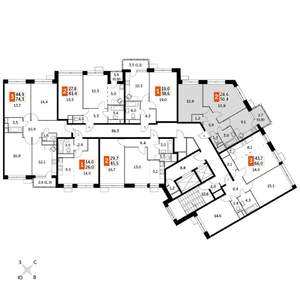 2-к квартира, строящийся дом, 52м2, 6/22 этаж