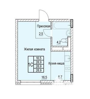 1-к квартира, вторичка, 29м2, 4/22 этаж