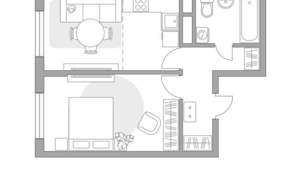 1-к квартира, строящийся дом, 40м2, 9/12 этаж