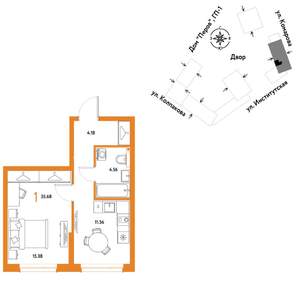 1-к квартира, вторичка, 36м2, 12/25 этаж