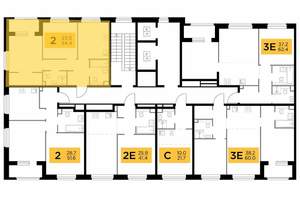 2-к квартира, строящийся дом, 54м2, 5/23 этаж