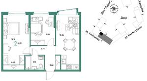 2-к квартира, вторичка, 61м2, 7/6 этаж