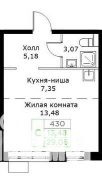 Студия квартира, вторичка, 29м2, 17/25 этаж