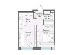 1-к квартира, строящийся дом, 41м2, 11/20 этаж