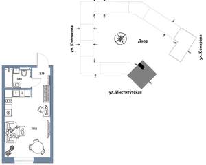 Студия квартира, вторичка, 29м2, 19/25 этаж