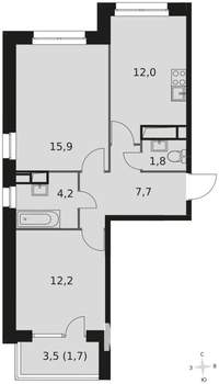 2-к квартира, вторичка, 56м2, 4/21 этаж
