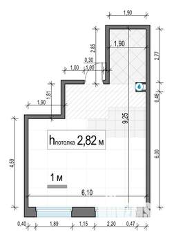 1-к квартира, строящийся дом, 40м2, 16/23 этаж